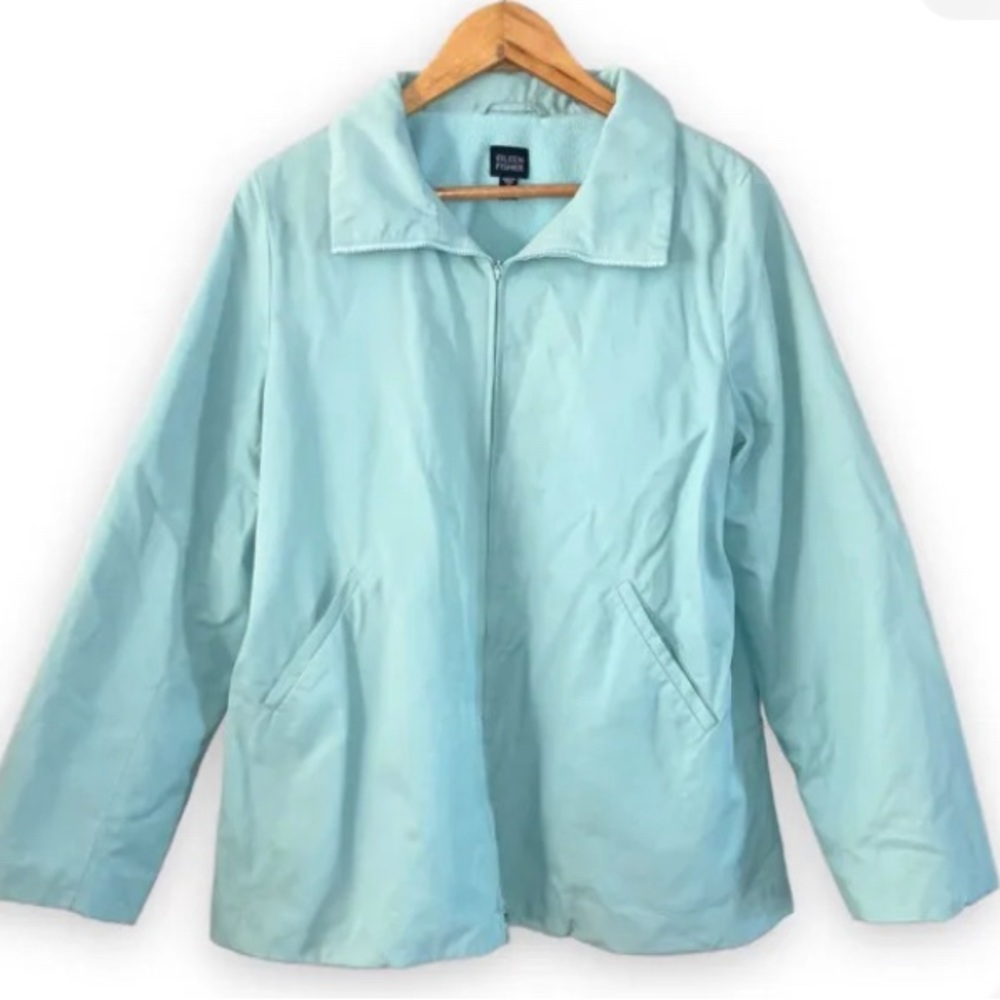 Eileen Fisher Light Aqua Bomber Jacket